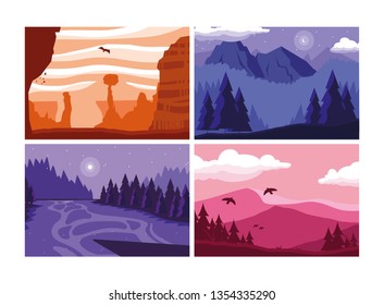 wanderlust poster with set of landscapes