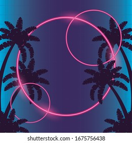 afiche wanderlust con palmas de árbol y figuras geométricas diseño de ilustraciones vectoriales