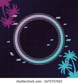 wanderlust poster with tree palms and geometric figures vector illustration design