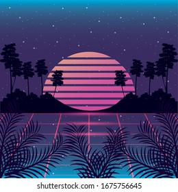 Wanderlustplakat mit Baumlandschaft Vektorillustration Design