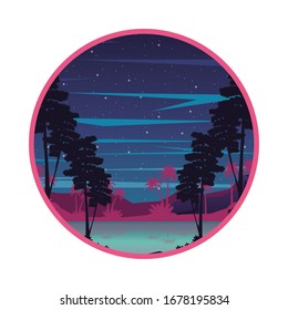 wanderlust poster with trees palms scene vector illustration design