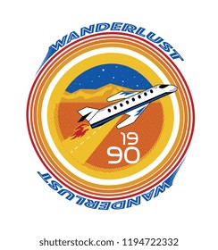wanderlust retro logo .designed as t shirt printing