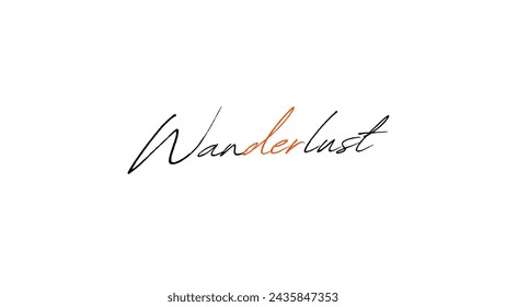 Wanderlust text design on white background. Inspirational and motivational quotes typography designs: for prints, posters, cards, t shirt, coffee mug hoodies etc. 