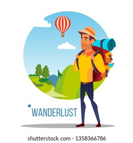 Wanderlust Vector. Adventure Wanderlust Concept. Travel Design. Wild Nature. Illustration