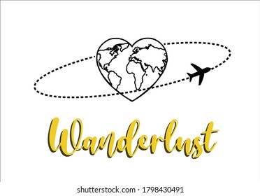 wanderlust vector design heart design motivation positive optimist airplane route stationery mug phone case gift vocation bon voyage romantic note book planning love pink pin route way