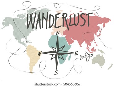 Wanderlust, vintage style vector illustration