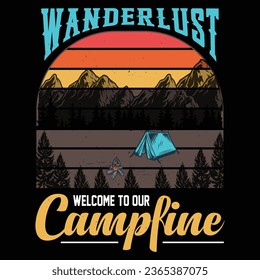 wanderlust welcome to our campfineillustrations with patches for t-shirts and other uses
