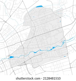 Wandsbek, Hamburg, DEUTSCHLAND, high detail vector map with city boundaries and editable paths. White outlines for main roads. Many smaller paths. Blue shapes and lines for water.