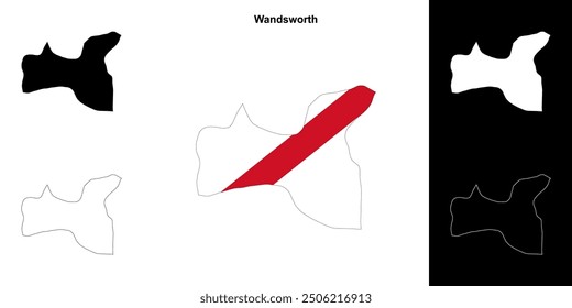 Wandsworth blank outline map set