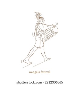 wangala festival vector line drawing illustration