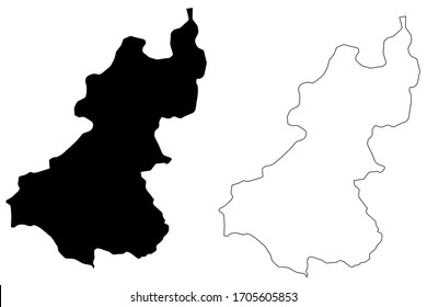 Wangdue Phodrang District (Districts of Bhutan, Kingdom of Bhutan) map vector illustration, scribble sketch Wangdue Phodrang map