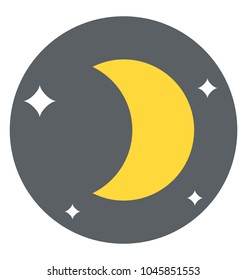 Waning crescent, lunar phase with starry background