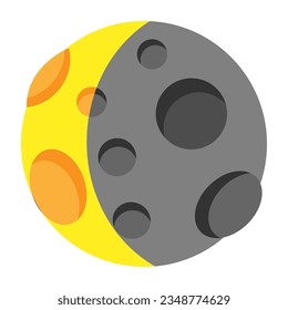 Waning crescent moon icon emoji isolated vector illustration on white background. Moon symbol