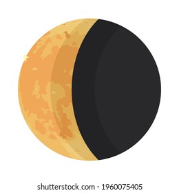 waning crescent moon on background