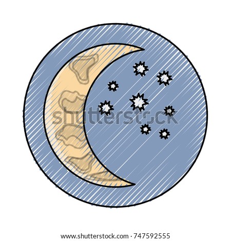 waning crescent  vector illustration