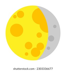 Waning Gibbbous Moon Icon Isolated Vector. Emoji schwingende, blühende Mondillustration auf weißem Hintergrund