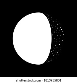 Waning gibbous. Moon phase dotwork. Engraving style. Hand drawn vector.