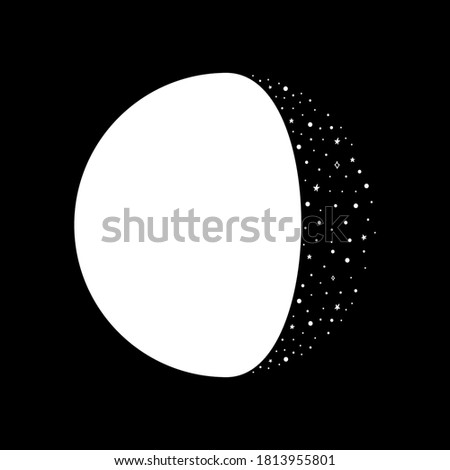 Waning gibbous. Moon phase dotwork. Engraving style. Hand drawn vector.