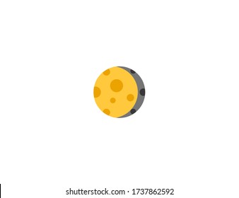 Waning Gibbous Moon vector flat icon. Isolated Moon Cycle, Lunar phases emoji illustration