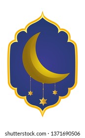 waning moon with hanging stars