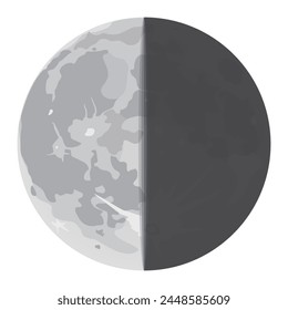 Waning moon. Last quarter moon. Half moon. Vector illustration.