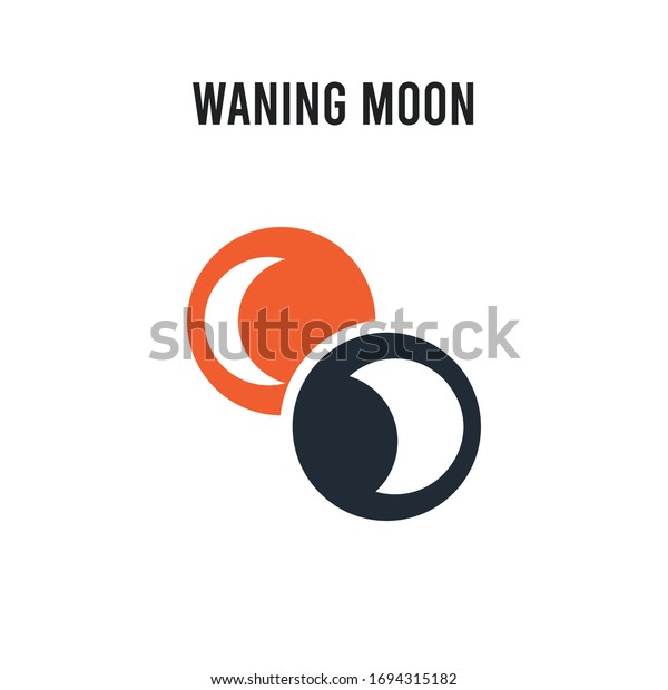 Waning moon vector icon on white background. Red and\
black colored Waning moon icon. Simple element illustration sign\
symbol EPS