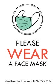 Waning poster about wearing a mask before get in to any places vector. EPS10