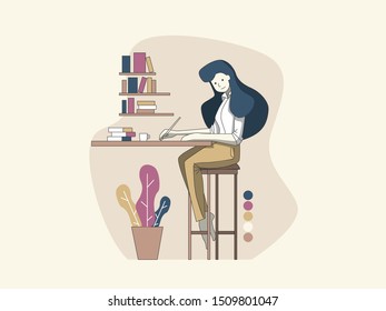 wanita karir pekerja keras di kantor