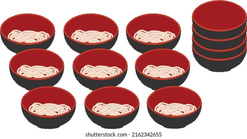 Wanko soba is a specialty of Iwate prefecture. The style is to keep bite-sized soba in the customer's bowl and keep it until the customer is full and closes the lid.