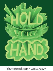 I Wanna Hold Your Hand. 3D Lettering, Valentine's Day Card. Couple in love