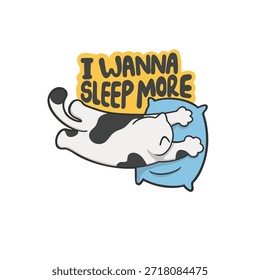 Quiero Dormir Más Etiqueta Engomada Vector Linda Ilustración