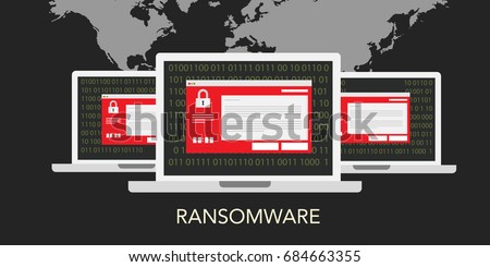 Wanna-Cry ransom ware attack, world wide cyber attack concept illustration