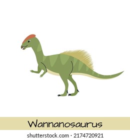 Wannanosaurus dinosaur vector illustration isolated on white background.