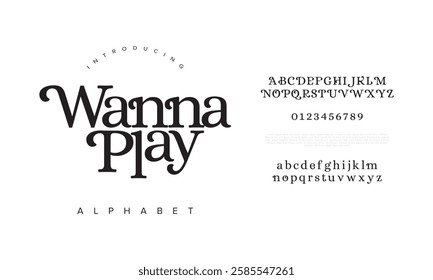 Wannaplay typography beauty fashion elegant minimalist serif italic fonts decorative wedding vintage retro logos. Minimal luxury font alphabet logo. Vector illustration