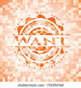 Want abstract orange mosaic emblem with background