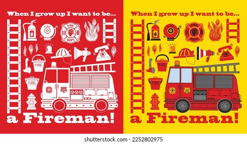 Ich möchte eine Feuerwehrposter-Illustration mit Design für die Symbolzeichnung von Feuerfeuerzündersymbolen sein