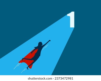 Want to be number one in your career. woman hero flies to number one icon