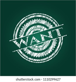  Want chalk emblem written on a blackboard