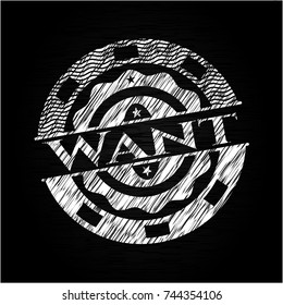 Want chalkboard emblem written on a blackboard