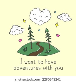  I want to have adventures with you Phrase Lettering Holiday