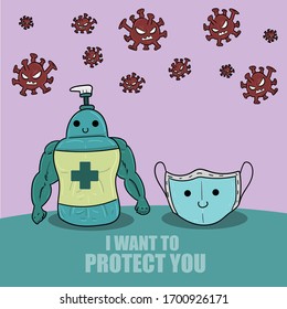 i want to protect you health Hand wash gel & Mask