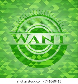 Want realistic green emblem. Mosaic background