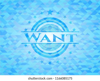 Want sky blue emblem with mosaic background