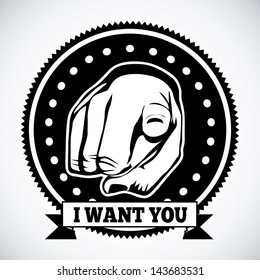 i want you seal over gray background vector illustration