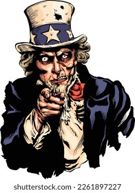 I want you for zombie apocalypse poster tattoo art colored