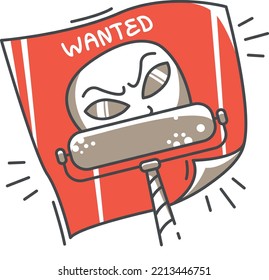 Wanted Alien Poster Icon In Red And Gray Colors