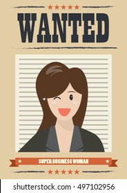 Wanted business woman. Wanted Vintage Poster