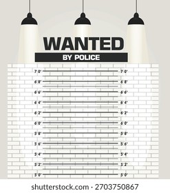 Buscado por el muro de la policía. Vector
