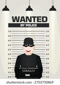 Buscado por el muro de la policía. Vector