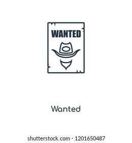 Wanted concept line icon. Linear Wanted concept outline symbol design. This simple element illustration can be used for web and mobile UI/UX.